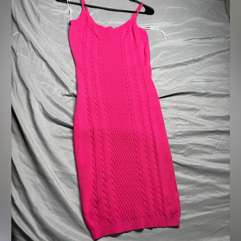 Pink Cable Knit Dress